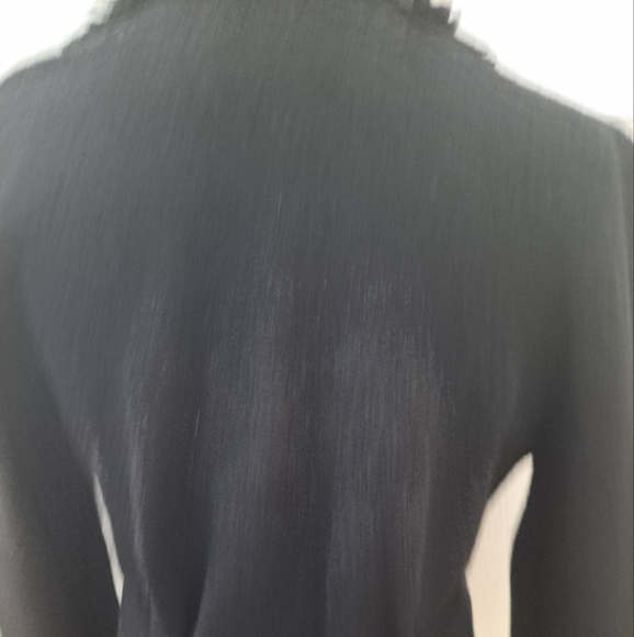 Caslon Wool Cardigan With Belt & Fringe Trim  Size MP - Picture 5 of 10